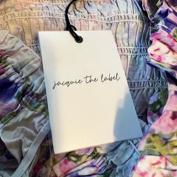 Women's Floral Print Square Neck Linen Blend Wide Leg Jumpsuit NWT - Picture 4 of 5